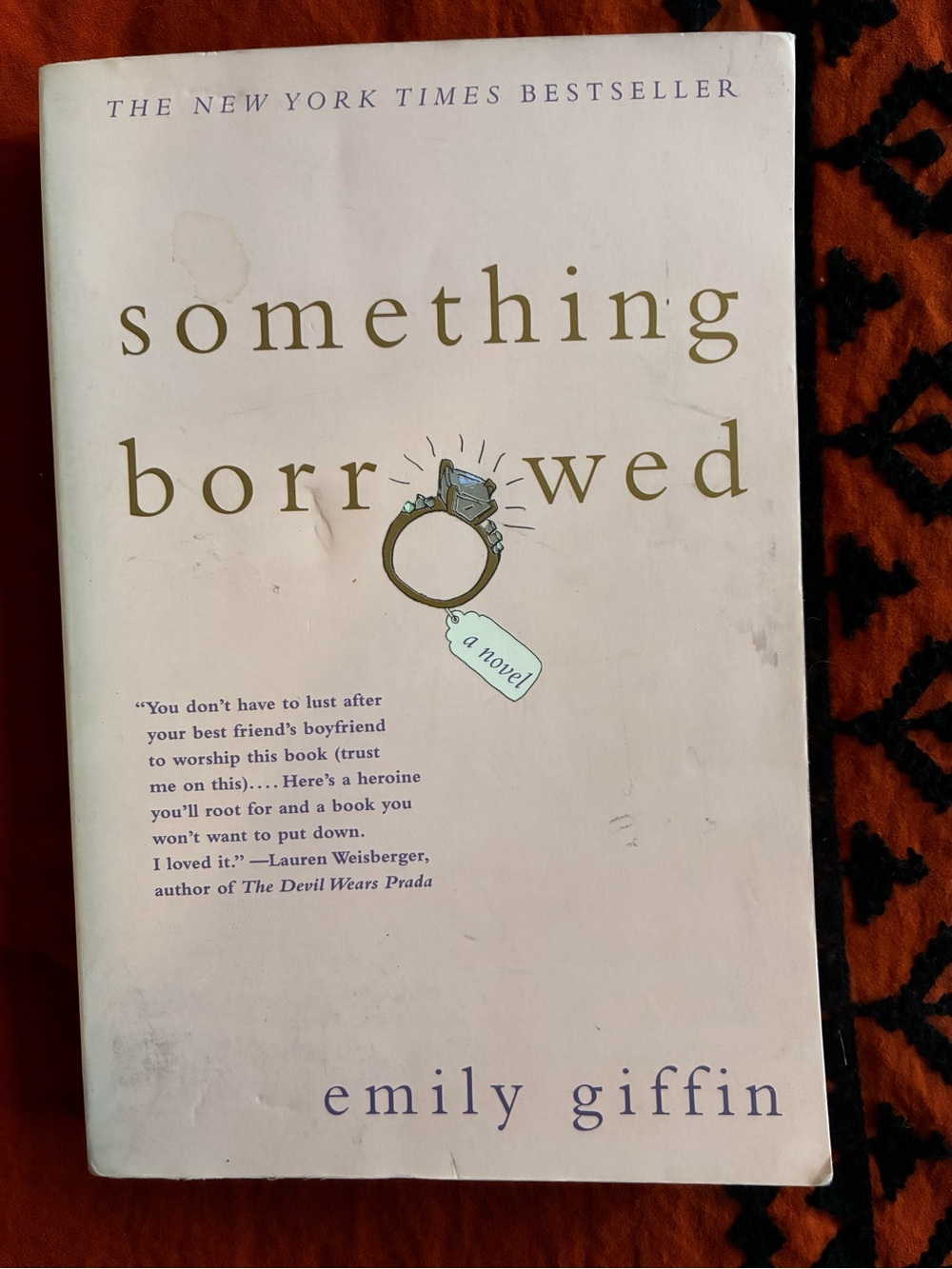 Emily Giffin Something Borrowed Ring Pendant - Gold Tone with Light Blue Accent